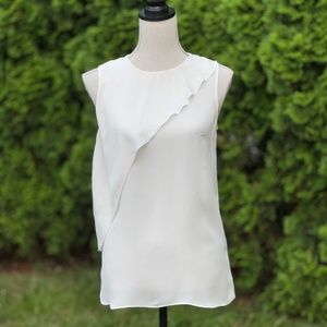 theory white  silk blouse size M